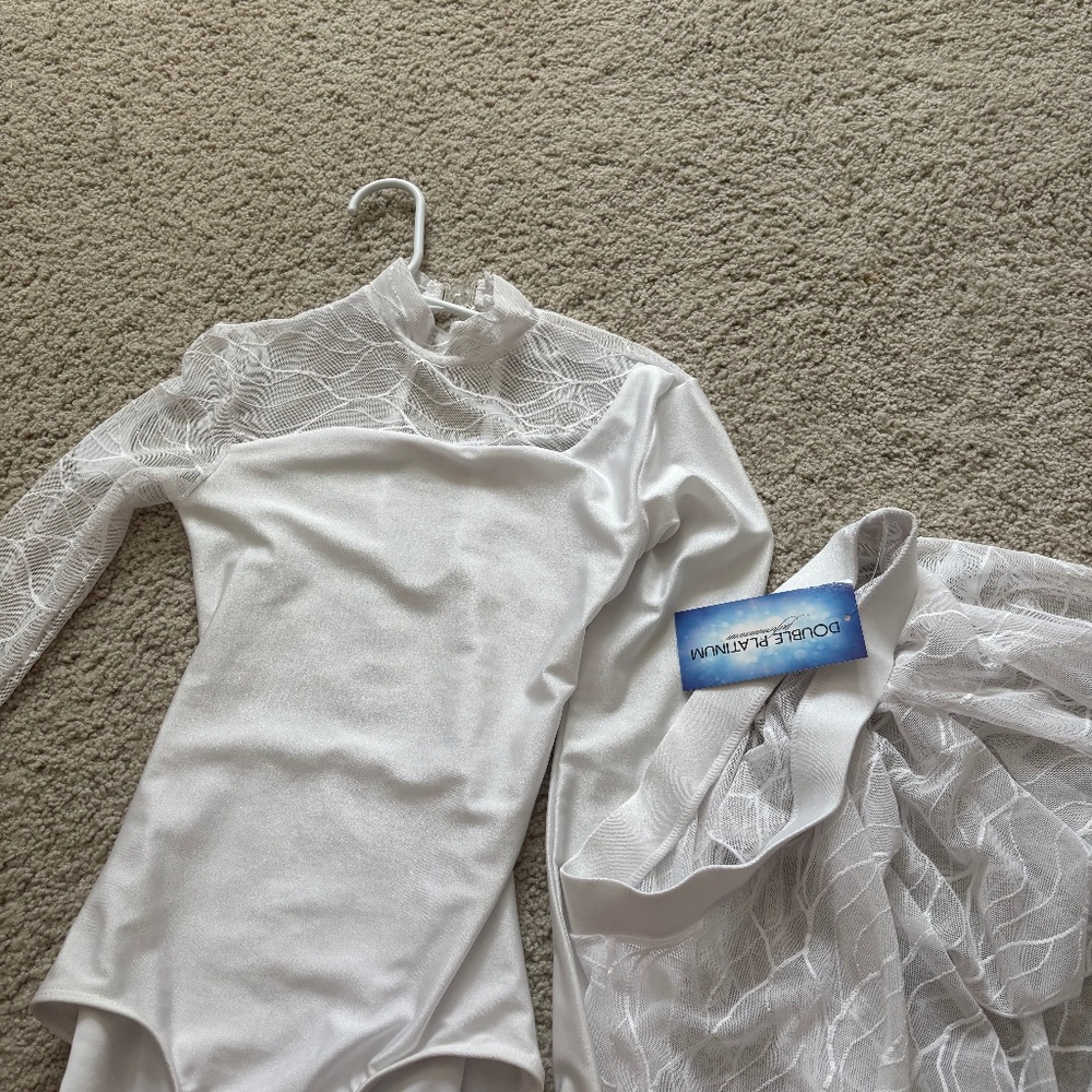 AS contemp and lyrical Costume dancewear White Double Platinum New with Tags